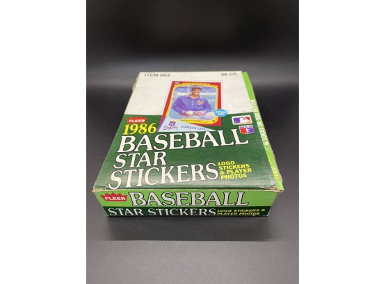 1986 Fleer Baseball Star Stickers Wax Box