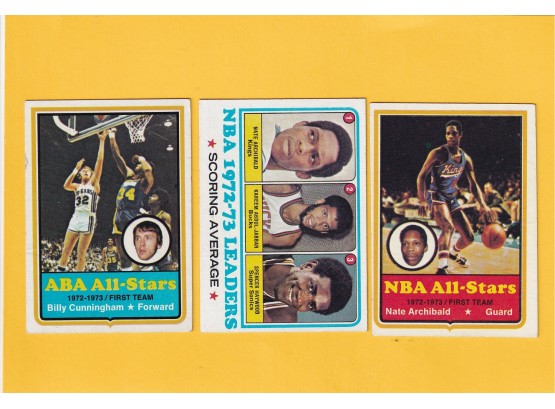 Three 1972 Topps 1972/73 NBA All Stars Kareem Abdul Jabar