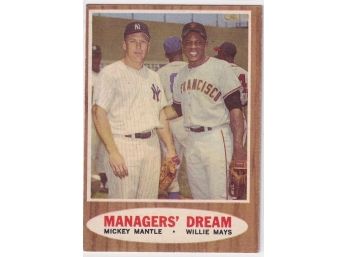 1962 Topps Managers' Dream Mickey Mantle Willie Mays