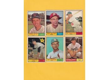 Six 1961 Topps Baseball Cards