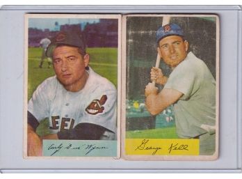 Two 1954 Bowman Baseball Cards Early Wynn George Kell