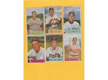 Six 1954 Bowman Baseball Cards