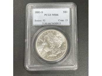 1881 S Morgan Silver Dollar PCGS MS66