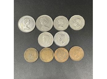 10 Various Canadian Coins
