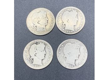4 Silver Barber Quarters