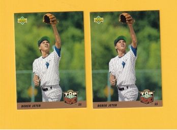 Two 1993 Upper Deck Top Prospect Derek Jeter Cards