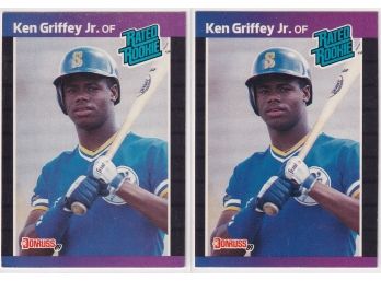 2 1989 Donruss Ken Griffey Jr Rookie Cards