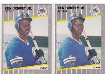 2 1989 Fleer Ken Griffey Jr Rookie Cards