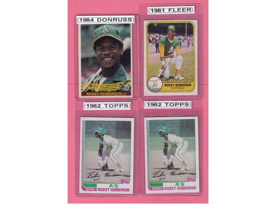 4 Rickey Henderson Baseball Cards