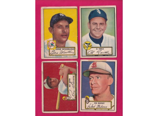 4 1952 Topps Baseball Cards