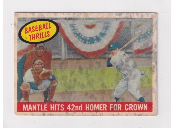 1959 Topps Mantle Hits 42nd Homer For Crown