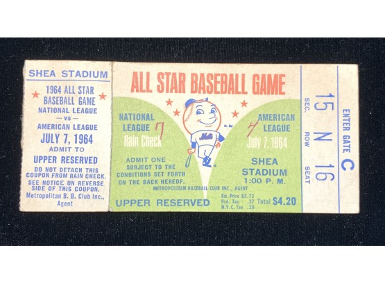 1964 Baseball All Star Game Ticket