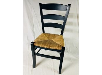 Crate And Barrel Navy Blue And Wicker Woven Desk Chair