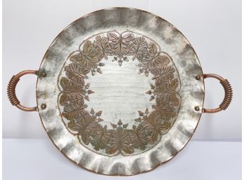 Beautiful Vintage Tooled Tray With Handles