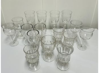 Large Lot Of Clear Glass Stemware