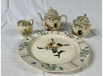Antique Royal Adams Of Ivery Titanware Lot Of Teapot, Sugar, Creamer And Platter