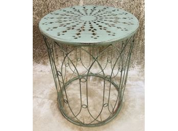 Mint Green Punched Metal Side Table