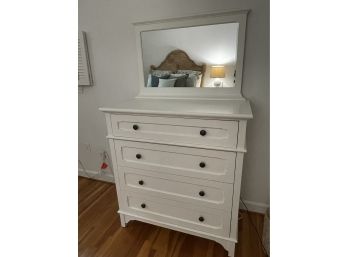 Contemporary White Dresser And Mirror