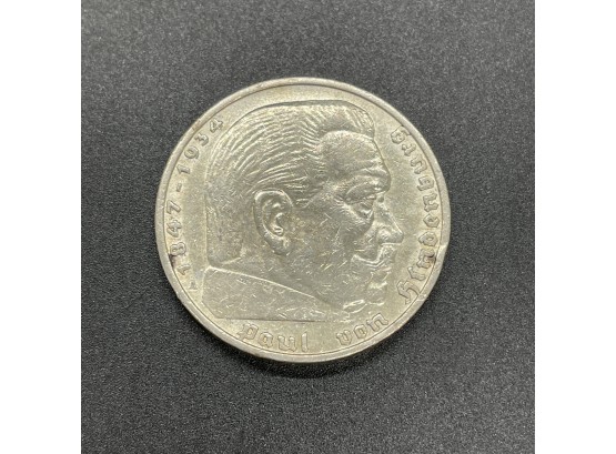 1936 Third Reich 5 Reichsmark Silver