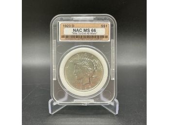 1923 D  Peace Silver Dollar NAC MS 66