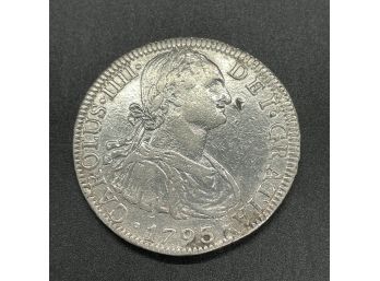 1793 Spanish Colonial Carolus IIII Mexico City Silver Coin