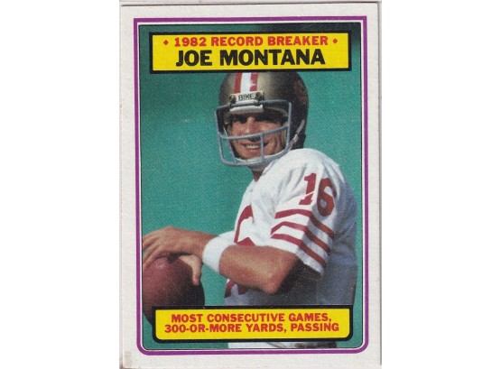 1983 Topps Joe Montana 1982 Record Breaker