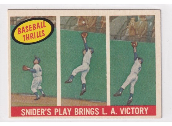 1959 Topps Snider's Play Brings L.A Victory
