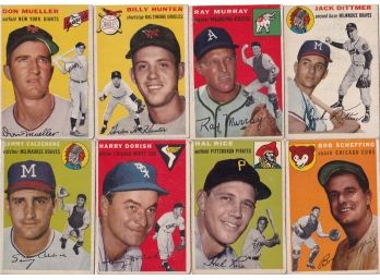 8 1954 Topps Baseball Cards