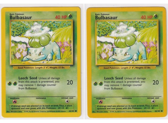 2 1999 Pokemon Bulbasaur Cards