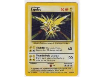 1999 Pokemon Zapdos Holo Card