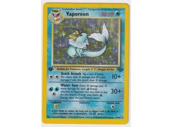 1999 Pokemon Vaporeon Holo First Edition Card