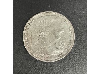 1936 A 5 Reichsmark Germany Silver Coin