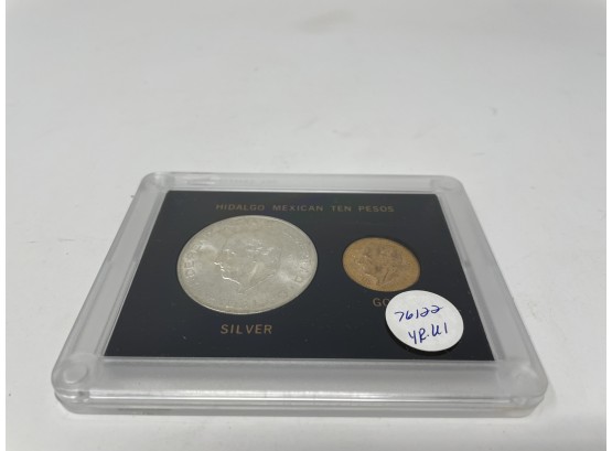 Hidalgo Mexican 10 Pesos In Silver And Gold