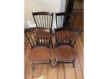 Set Of 4 Hitchcock Chairs With Gold Leaf