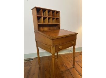 Antique Postmaster Desk With Lift Top - Turned Legs
