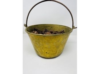 Antique Brass Bucket With Iron Handle