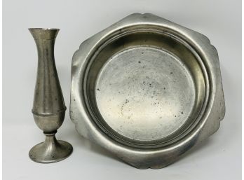 Lot Of Two Antique Pewter Items