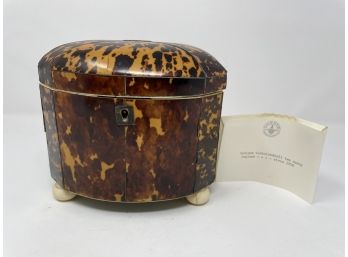 Circa 1810 Tortoise Tea Caddy - Monogrammed - England