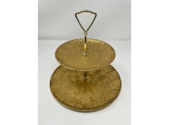Two Tiered Platter - 22kt Gold Accents As Marked