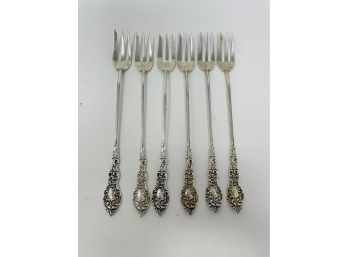 Ornate Antique Sterling Silver Cocktail Forks