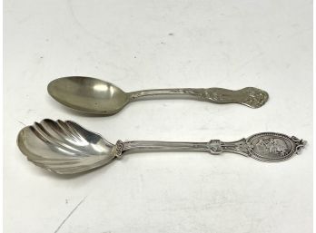 Pair Of Decorative Silverplate Spoons