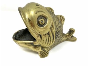 1950's  Vintage Brass Fish Figurine Pin Dish Ashtray England Brassware