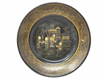 19th Century Black Lacquered Plate