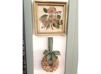 Pressed Floral Arrangement Framed With Dried Wreath