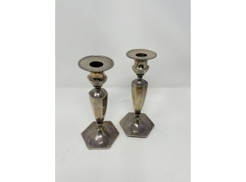 Antique Sterling Monogrammed Candlesticks - As Is