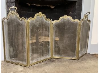 Brass And Mesh Fireplace Screen-as Is- Circa 1800