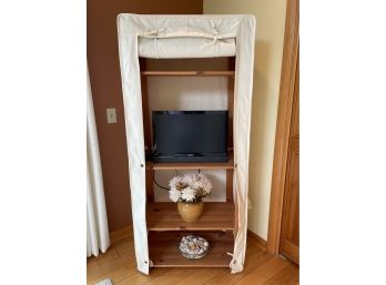 Wooden Shelf With Linen Drapery