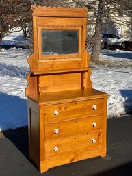 Antique Victorian East Lake Pine Dresser With Mirror