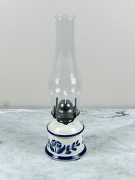 Vintage Blue And White Oil Lamp