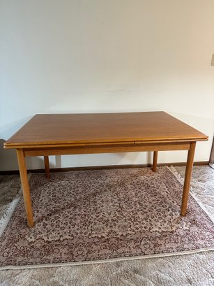 H70 Danish Modern Teak Extendable Dining Table (denmark) 28.5' C 35'd X 55'l, (97' When Extended)